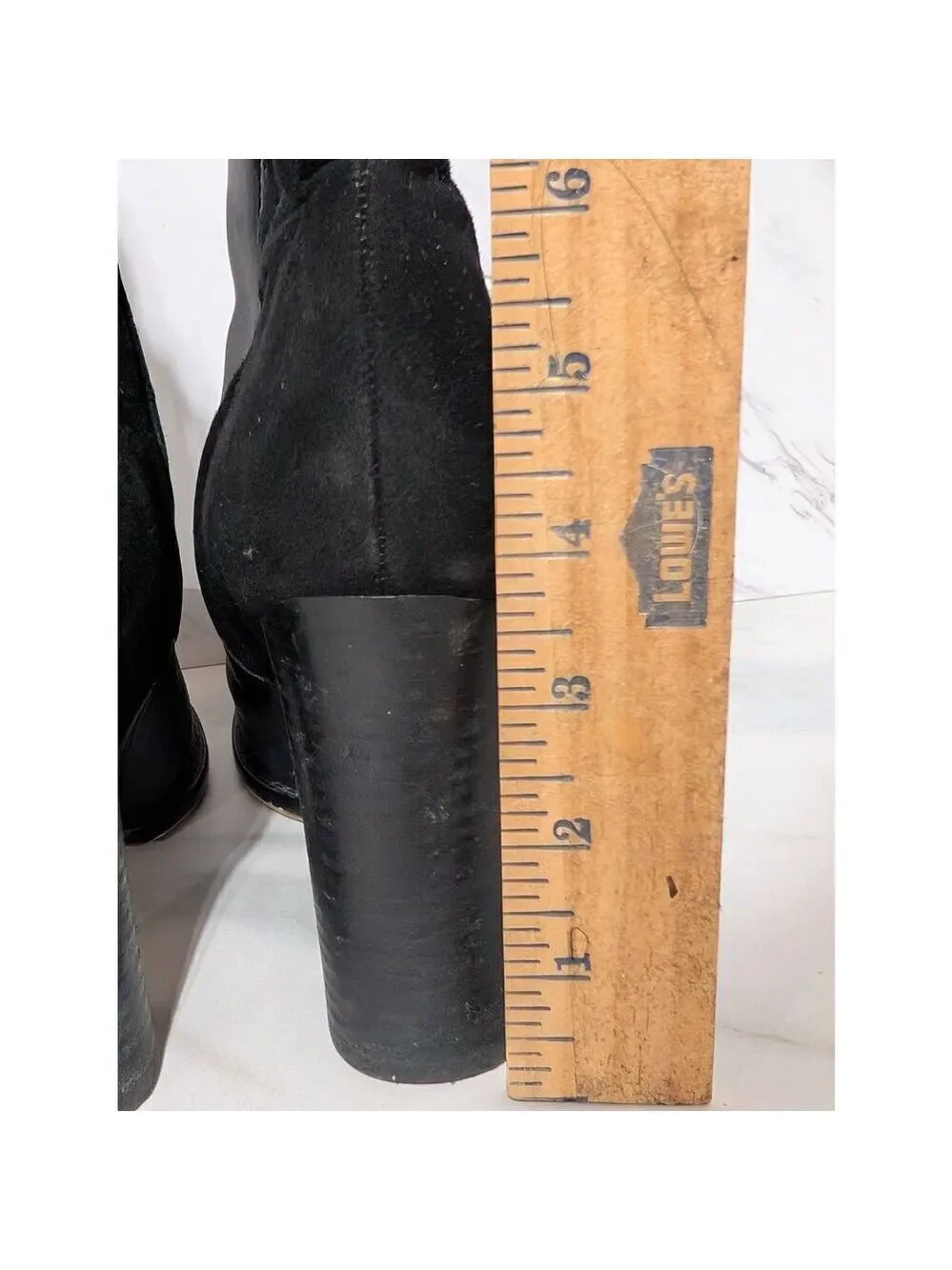 Sam Edelman Women's Black Leather Suede Chunky Heel Boot Sz 7.5